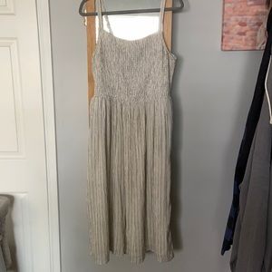 Or navy smocked midi dress